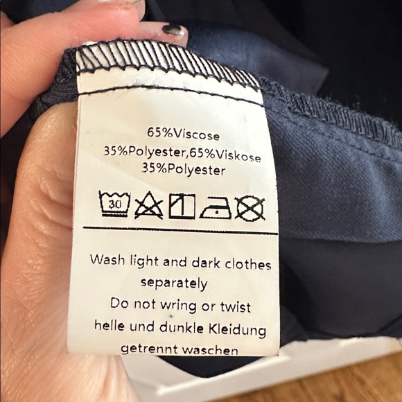 Navy Blue Kids Dress with White Trim - Picture 5 of 5